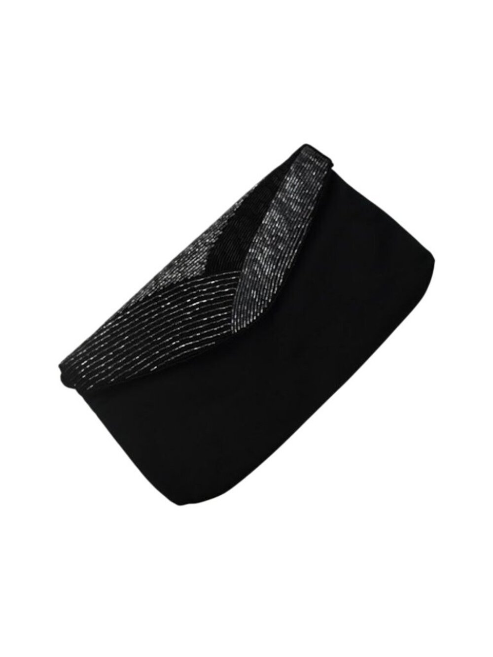 Cadaz Black Beaded Evening Bag Crossbody Clutch Flap Design Rope Prom Formal - Picture 4 of 9